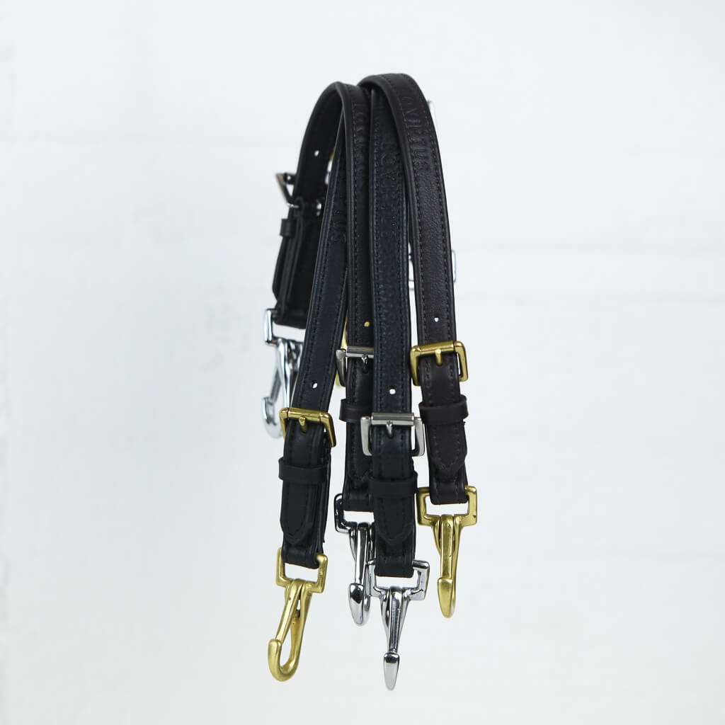 Saddle handle Adjust Brass - Black Leather